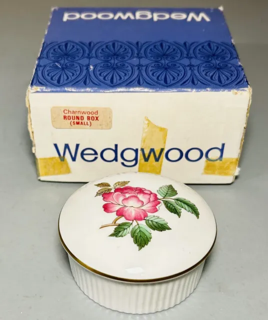 VTG Wedgwood Bone China Charnwood Victorian Gold Trim Jewelry Trinket Box Mint!