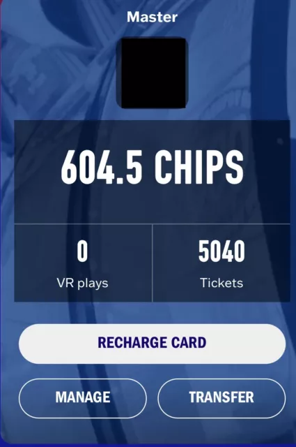 Dave and Buster's Power Card - 604.5 Chips And 5,040 Tickets Total