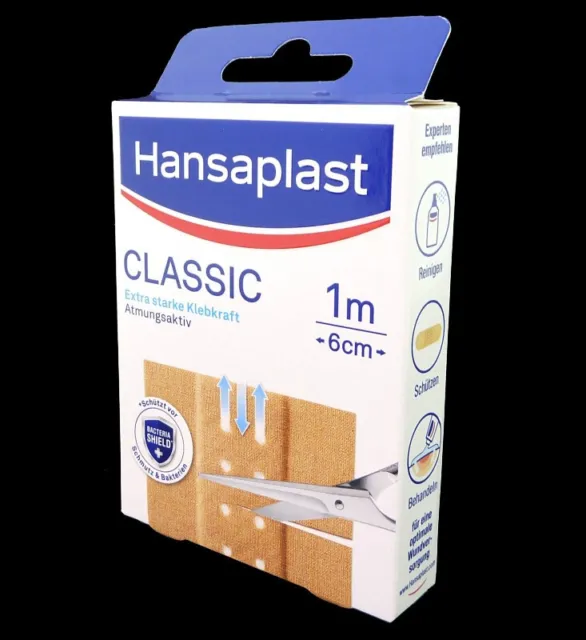 Pflaster CLASSIC 1 m x 6 cm Hansaplast Atmungsaktiv Extra starke Klebekraft