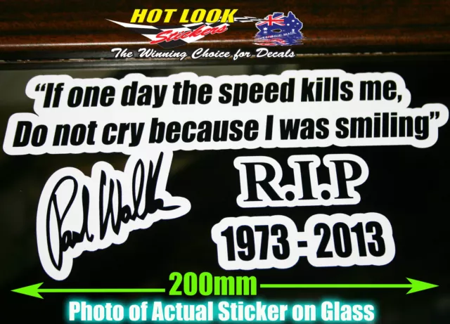 Paul Walker Sticker Memorial RIP Speed Decal Fast & Furious DVD Sticker Bomb