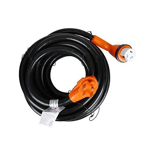 GoGreen Power RV 50' 50 Amp Cord with 90 Degree Angle Twist Locks Plug w/ Han...