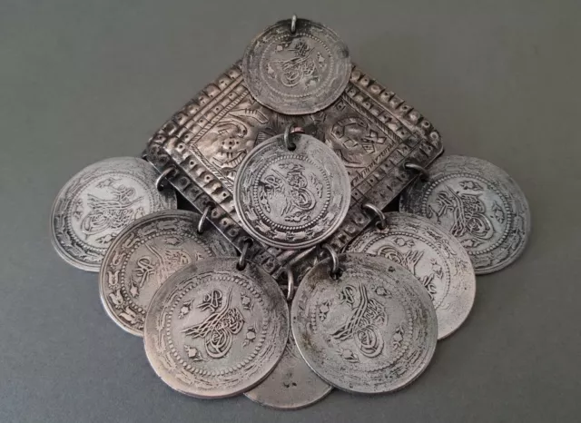 GORGEOUS ANTIQUE 1810s SILVER LARGE OTTOMAN medallion + authentic silver coins 2