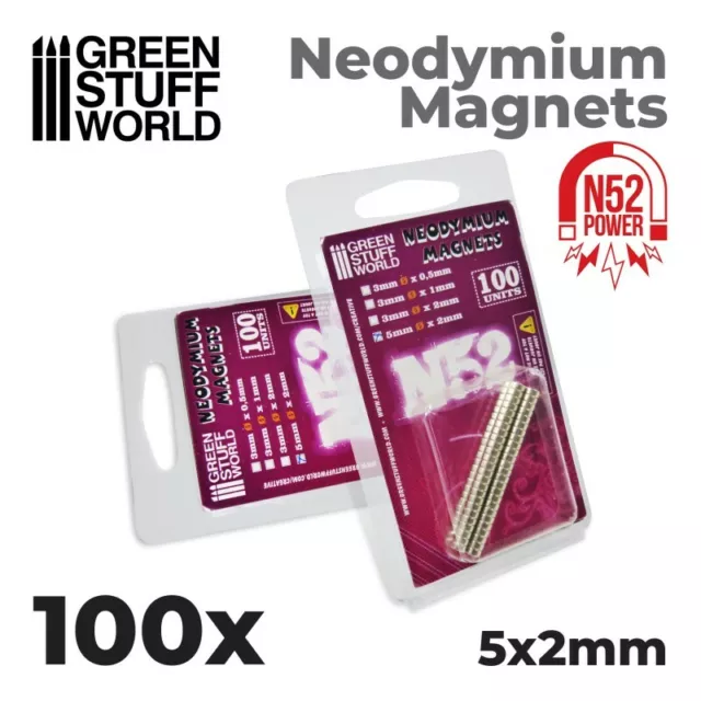 100x Magneti Neodimio - 5x2mm Dischi (N52) - calamite calamita Warhammer magnets 2