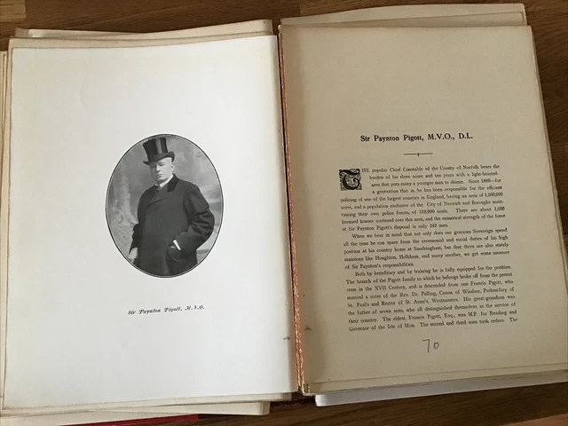 NORFOLK Leaders - c1907 antiker Druck - Sir PAYNTON PIGOTT - Bracondale Norwich