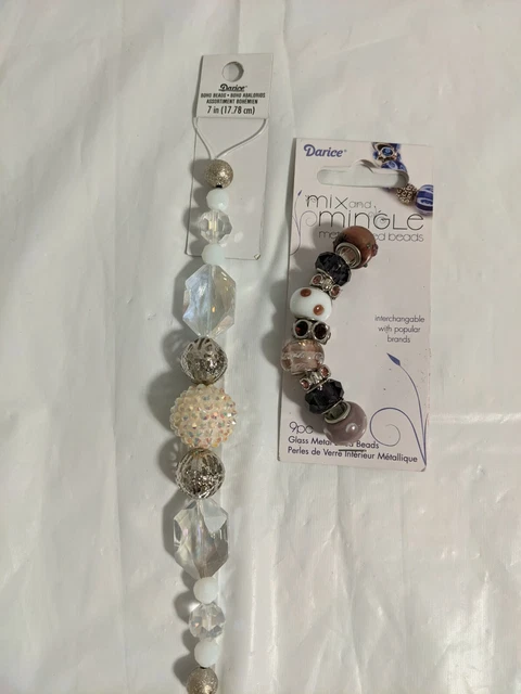 Lot of 2 Darice Bead Strands Boho Mix and Mingle White Mauve