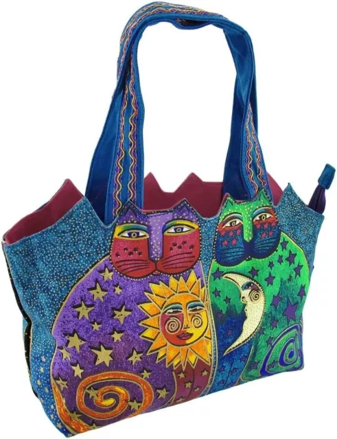 Laurel Burch Cotton Canvas Medium Tote Bag - Celestial Felines