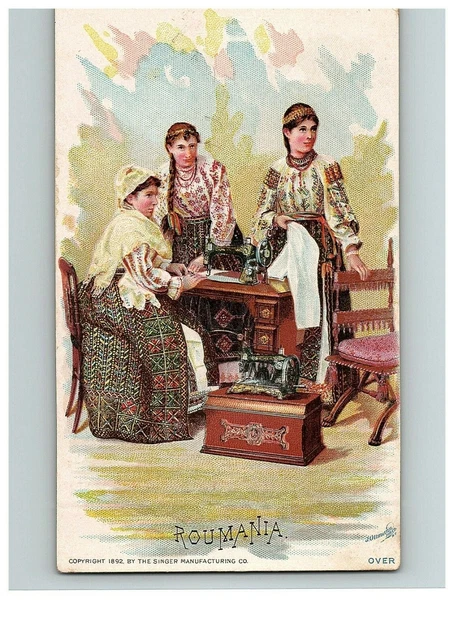 1892 Singer Manufacturing Co Trade Roumania Sewing Card Victorian South Europe