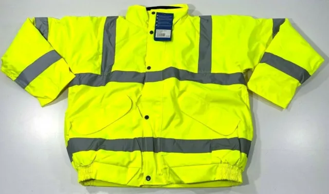 New Portwest Hi-Vis Bomber Jacket Us463 Yellow Medium Regular