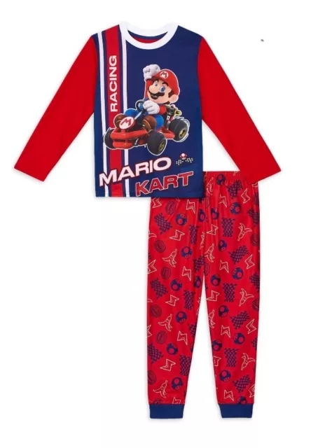 Mario Brothers Boys Long Sleeve 2PC Pajamas Set Size 6-7  NWT