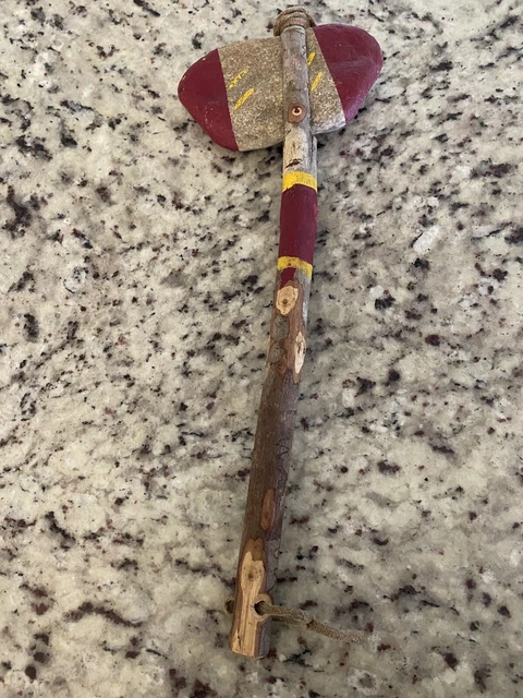 Antique Vintage Old Native American Indian Stone Head War Club Axe Tomahawk