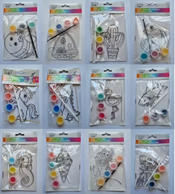 Childrens DIY Kids Arts Crafts Create Paint Your Own Suncatcher Kit 33 Designs !