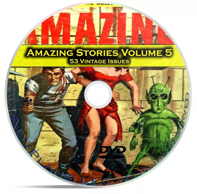 Amazing Stories Vol 5, 53 Classic Pulp Magazine, Fiction, Hugo Gernsbeck DVD C35