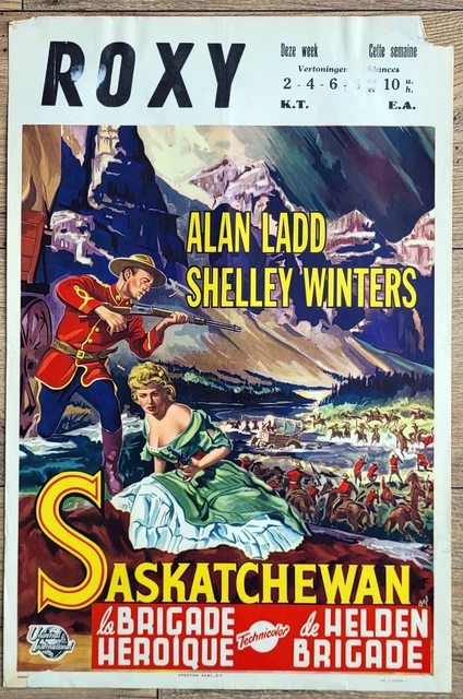 belgian poster western SASKATCHEWAN, ALAN LADD, SHELLEY WINTERS, INDIENS