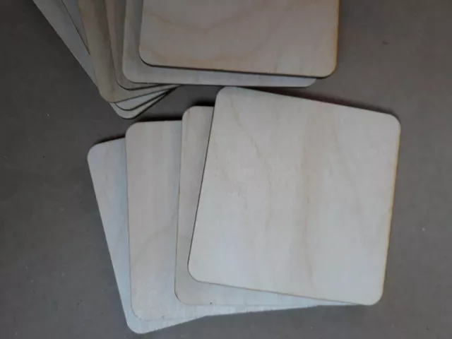 Wooden Square Shape Coasters Plain Wood Craft Blanks 10cm (100mm) Blank Squares 3