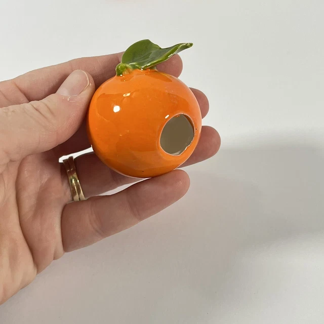 Vintage Ceramic Fruit & Vegetable Macrame Beads Lemon Orange Pepper Carrot Retro 3