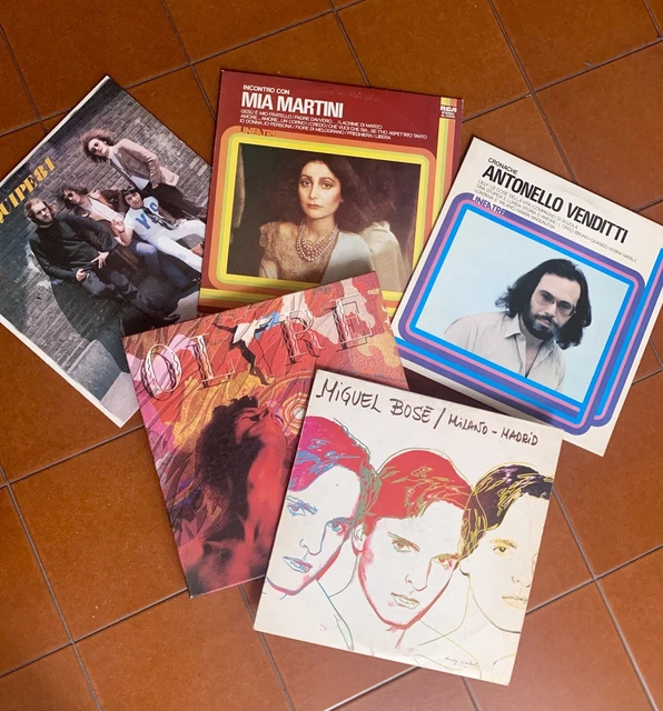 Cinque L.P. 33 giri vinili Mia Martini, Baglioni, Equipe 84, M. Bosé e Venditti.