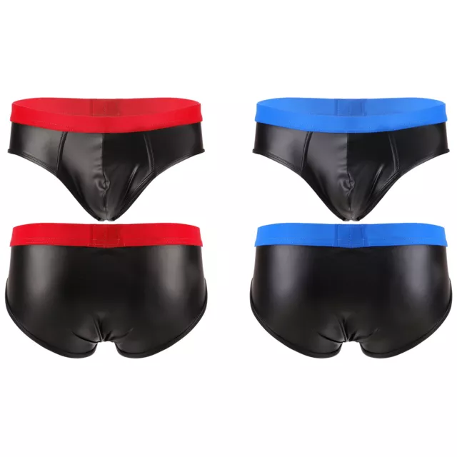US Men's Underwear Wet Look Liquid Metallic Pouch Briefs Faux Leather  Underpants
