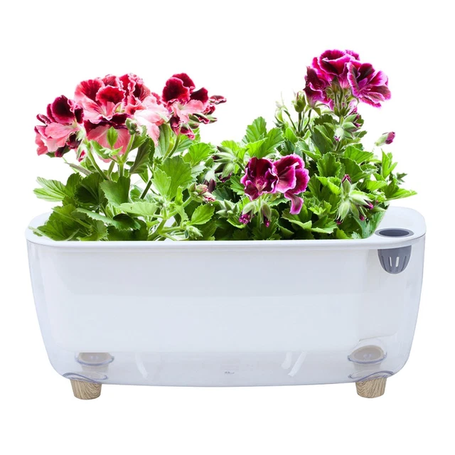 Lot De 2 Pots De Fleurs D'intérieur à Arrosage Automatique De 15,2 Cm Avec Stockage D'eau Et Mèche En Coton Pour Fleurs, Herbes