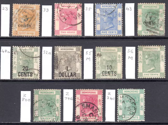 HONG KONG 1880-1900 QV selection M&U, SG 23/Z341 cat £285