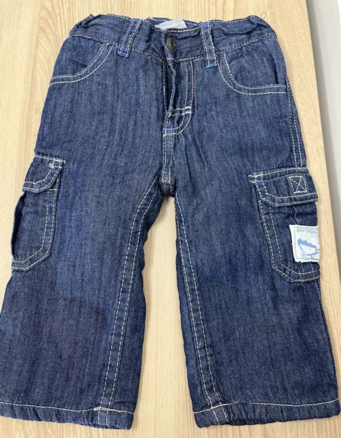 Pumpkin Patch Boys Denim Cargo Jeans Size 0 Fits 3-6 Month Old Lined Adjustable