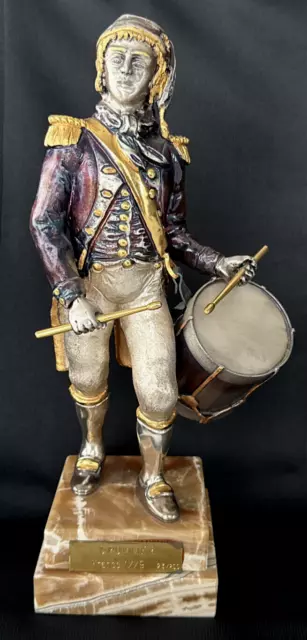 G. Vasari  Silver Gold Plated Bronze Ltd Ed.23/200 Sculpture Drummer France 1779