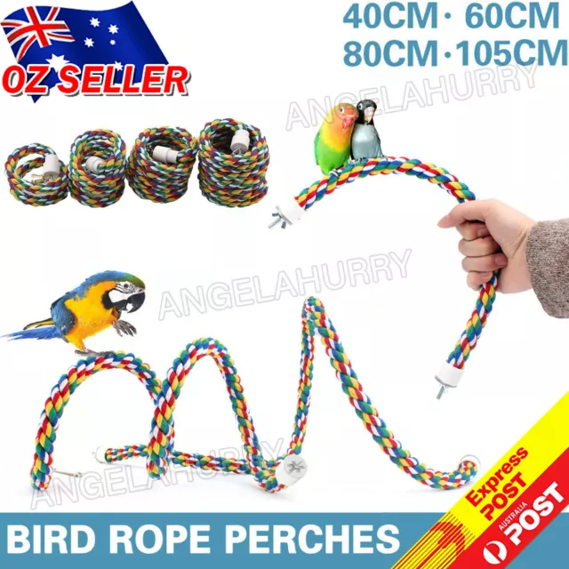 Pet Bird Rope Perches Parrot Colorful Cage Comfy Perch Bungees for Birds Toy NEW