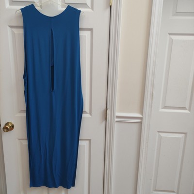 Helmut Lang Faint Jersey side slit maxi dress women's M blue