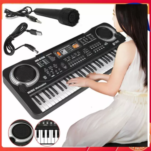 61 Keys Digital Electronic Keyboard Piano Kids Musical Instrument with Mic AUS