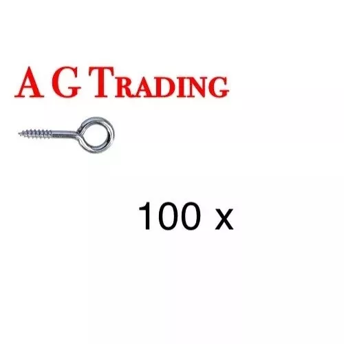 100 X Small Steel 25mm Screw In Wire Eyes Frame Picture Photo Hanging Hook BZP