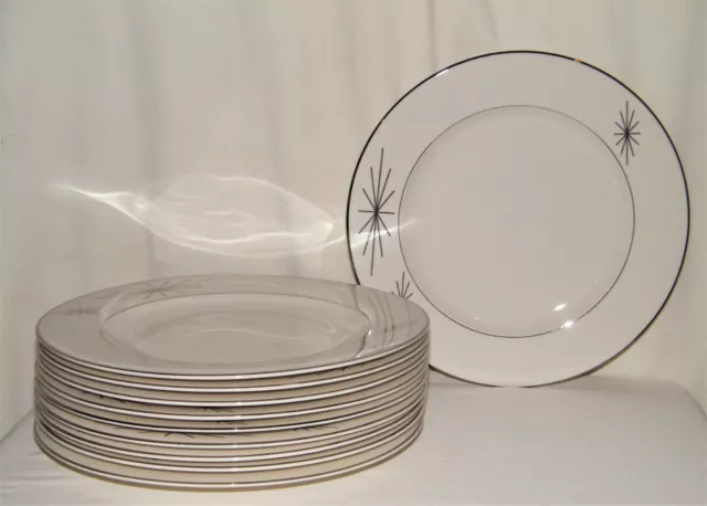 1960's MID CENTURY ATOMIC Syracuse China "POLARIS" Set (10) DINNER PLATES 10.75"