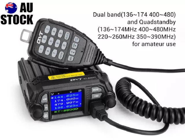QYT KT-8900D Dual Band 25W V/UHCar/Trunk Mobile Radio with Antenna and USB Cable