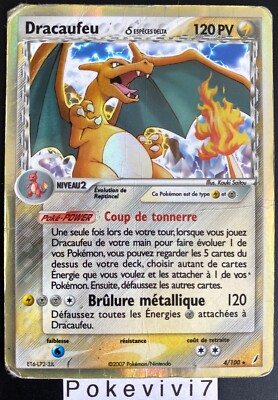 Carte Pokemon DRACAUFEU 4/100 HOLO Bloc EX Gardiens de Cristal FR