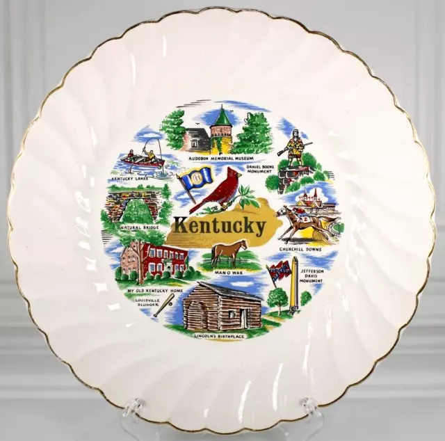 Vintage 1960'S Kentucky Souvenir Plate 10" Bone China Ceramic Churchill Downs