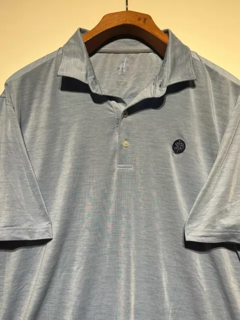 johnnie-O Mens Featherweight Print Golf Polo Blue Shirt XL Golf Club