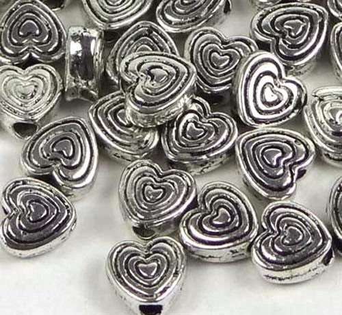 20 Antique Silver Pewter Heart 6mm Beads