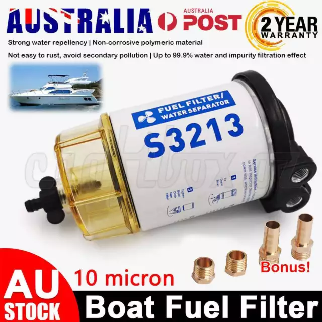 10 Micron Boat Fuel Filter Element Water Separator S3213 Outboard/Inboard/Marine