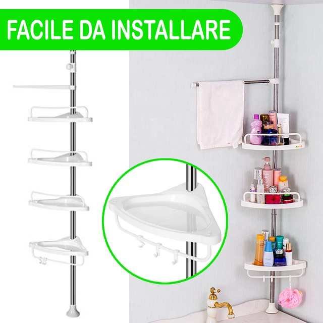 Mensole da Bagno Doccia Angolari 4 Ripiani ad Angolo Porta Asciugamani Scaffale