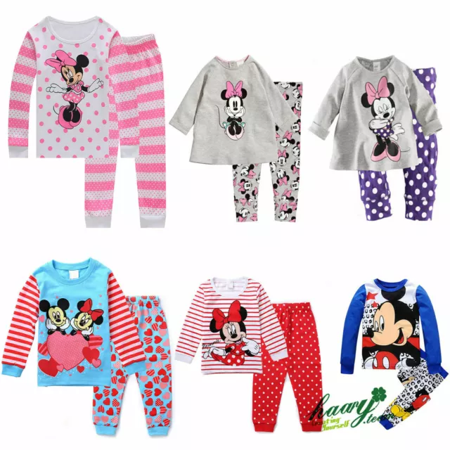 Kids Boy Girls Mickey Minnie Mouse Pjs Set Nightwear Pyjamas Sleepwear Outfits ◈