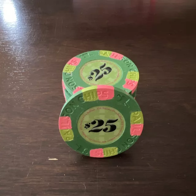 10 Paulson Classics Top Hat & Cane $25 Clay Poker Chips  Very Rare Classic Chips