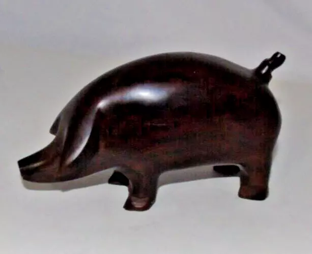 Ironwood Pig Figurine Hand Carved - 6" Long 3 1/2 " tall