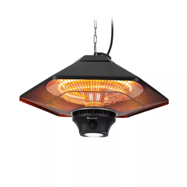 Heizstrahler Infrarot Terrassen Decken Elektroheizung 2000W LED Lampe Schwarz