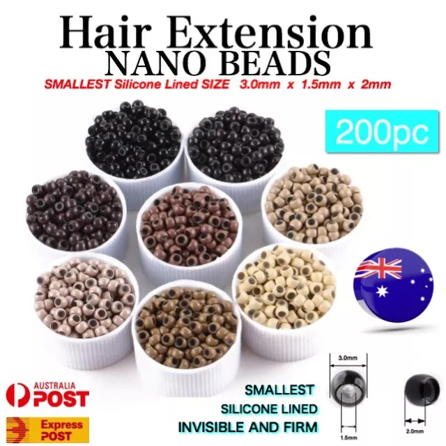 Hair Extension Bead Micro Rings NANO 200 Silicone Lined Copper 3mm x 1.5mm x 2mm
