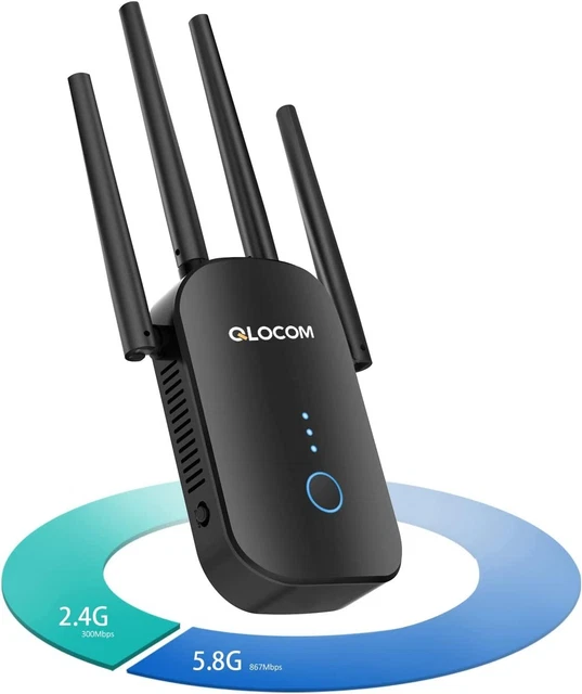 WIFI EXTENDER BOOSTER 1200Mbps Wifi Booster Range Extender 5Ghz&2.4Ghz