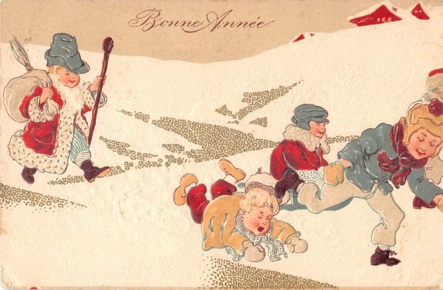 Colombo, E. - ILLUSTRATEUR COLOMBO / DEUX ENFANTS SUR UN TOIT / LUNE