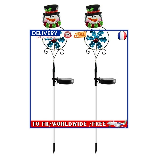 Solar Pathway Lights Outdoor LED Waterproof for Garden Patio (Snowman 2pcs)
