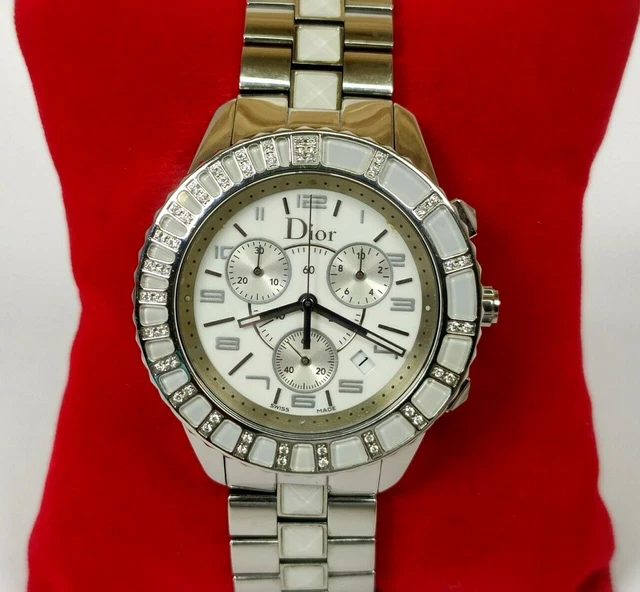Christian Dior Christal Chronograph Cd114311 Diamonds & Steel Women's Watch