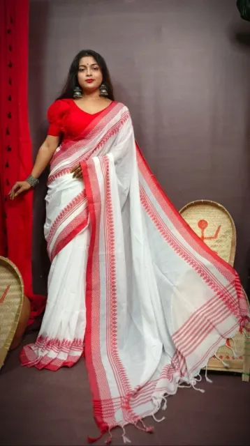 Sari indiano in puro cotone con camicetta festosa moda speciale etnica