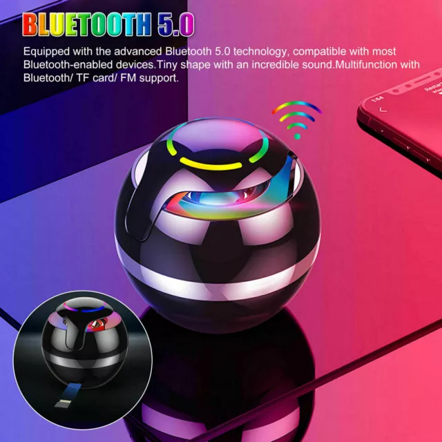 Wireless LED Bluetooth Speaker Mini Portable Super Bass Stereo USB/FM/TF Radio