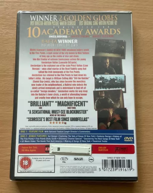 Gangs of New York DVD 2 Disc Set New & Sealed UK Release DiCaprio Day-Lewis Diaz 2