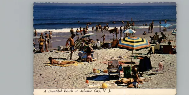Vintage Beach At Atlantic Beach New Jersey 1970's Postcard